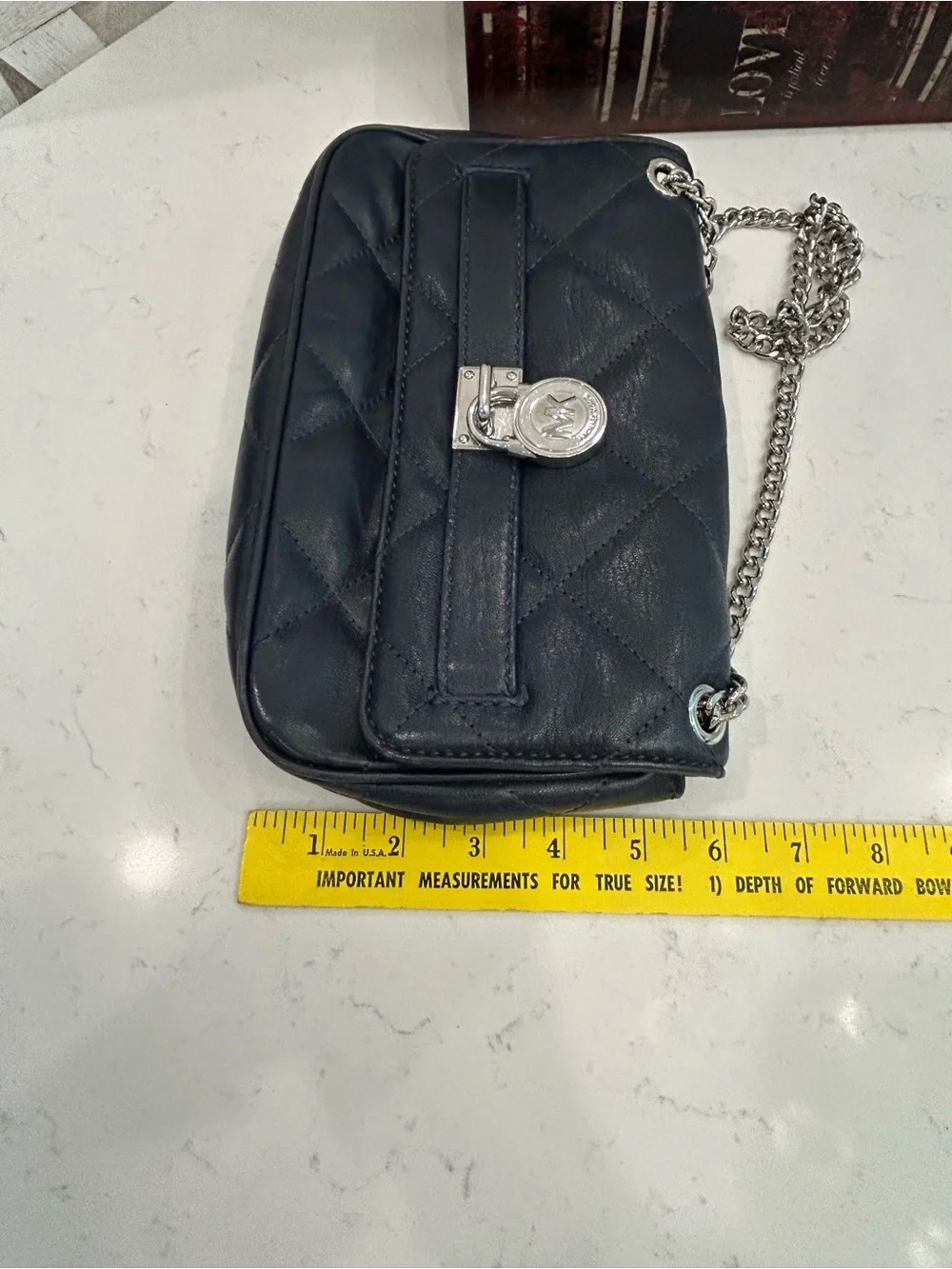Michael Kors Black Quilted Shoulder Bag with Silver Chain